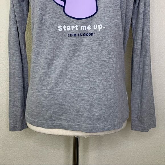 Life is Good Women’s Gray “Start Me Up” Long Sleeves Pullover Top - Picture 4 of 13